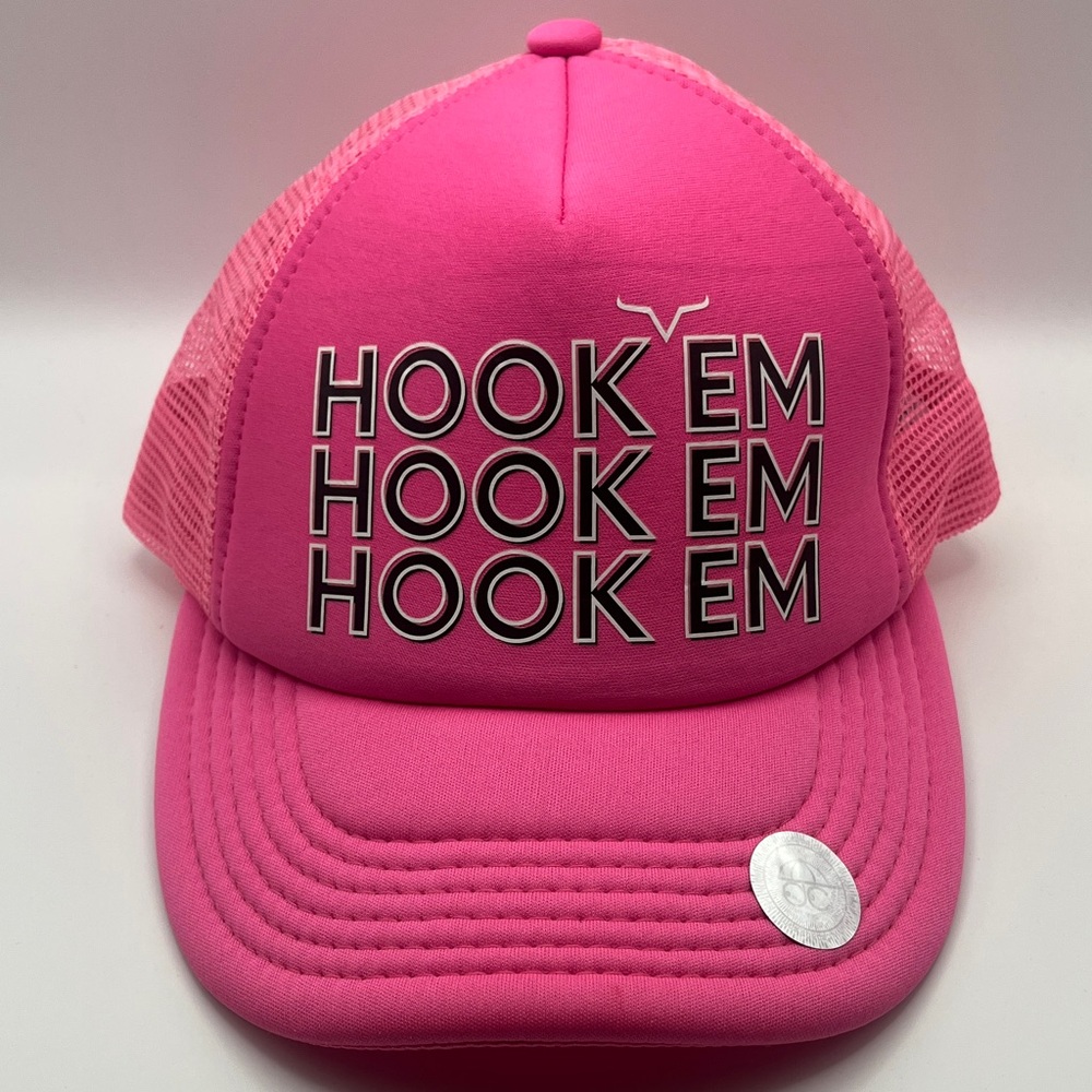 UT 'Hook Em' Trucker Hat in Bright Pink -University of Texas Longhorns